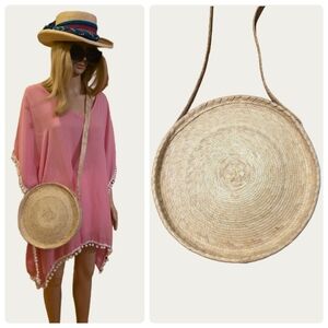 Bohemian Resort Round Woven Straw Crossbody Bag